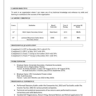 9656- Chartered Accountant Experienced