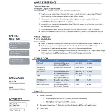 7638- Chartered Accountant Experienced