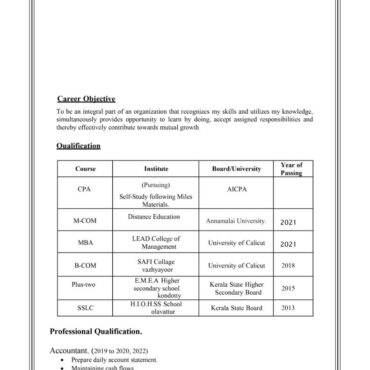 7261 - Semi Qualified Professional