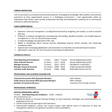 6612- Chartered Accountant Experienced