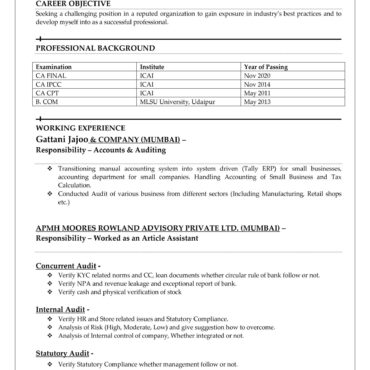 6841- Chartered Accountant Experienced