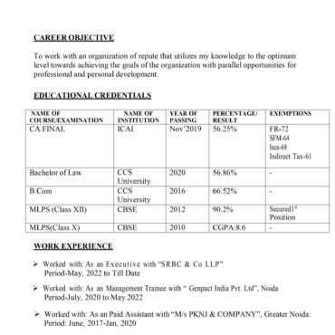 6551- Chartered Accountant Experienced