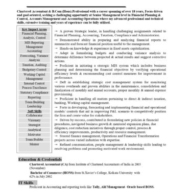 6395- Chartered Accountant Experienced