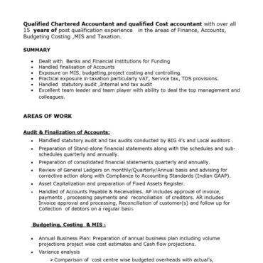 6561 - Chartered Accountant Experienced
