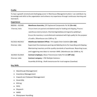 6654- Senior Executive Warehouse