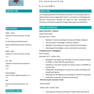 6360 - Chartered Accountant Experienced