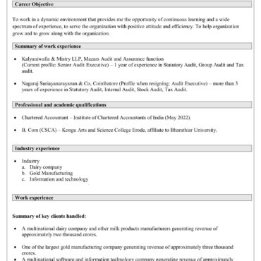3213 - Chartered Accountant Experienced