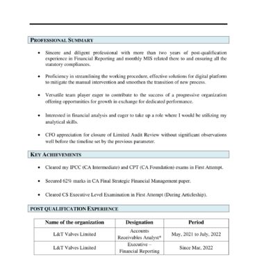 3319 - Chartered Accountant Experienced