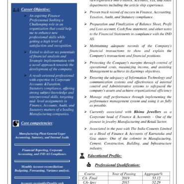 3265 - Chartered Accountant Experienced