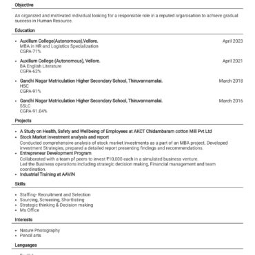 2107-Business Administration Fresher