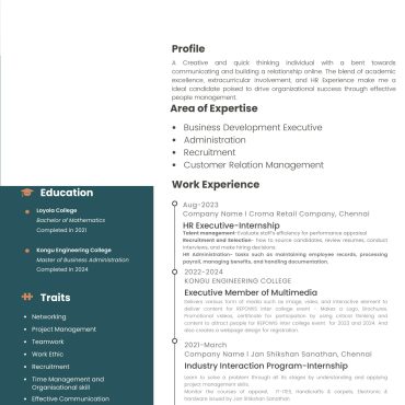 1809 - Business Administration Fresher