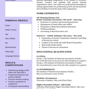 900-Chartered Accountant Experienced