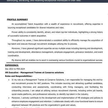 1820 - HR Cum Recruitment and Admin Executive
