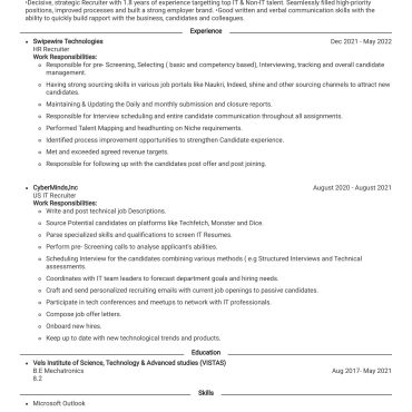 1989 - HR Cum Recruitment and Admin Executive
