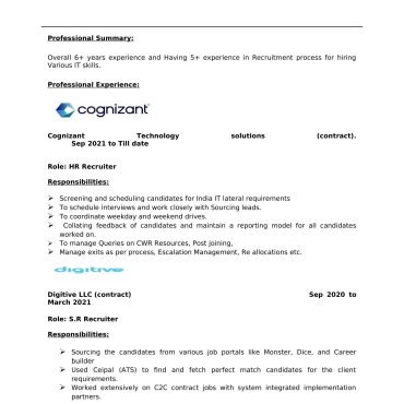 1986 - HR Cum Recruitment and Admin Executive