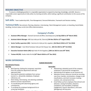 470-HR cum Recruitment and Admin Executive