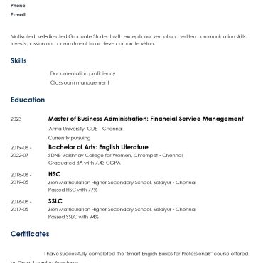 17331-Business Administration Fresher