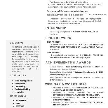 16010-Business Administration fresher