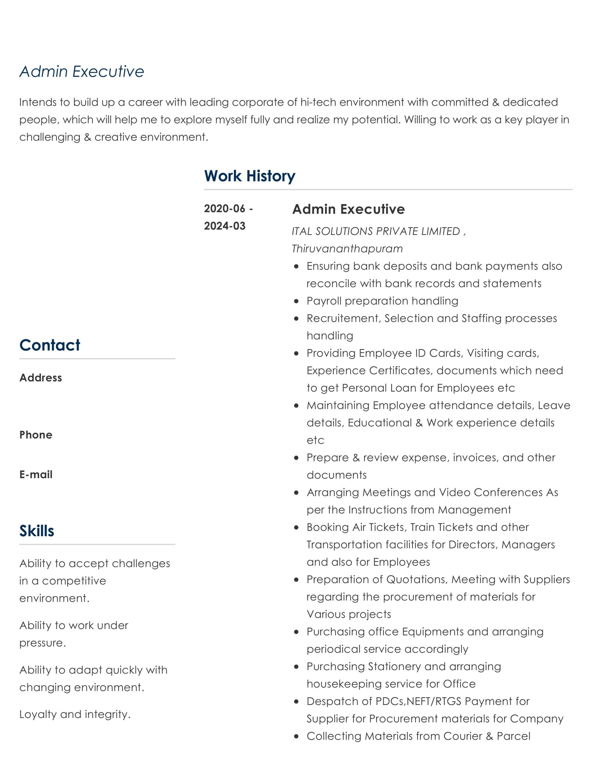 18001- HR Cum Admin Executive